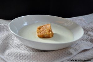 Crema de pepino con sorbete de tomate
