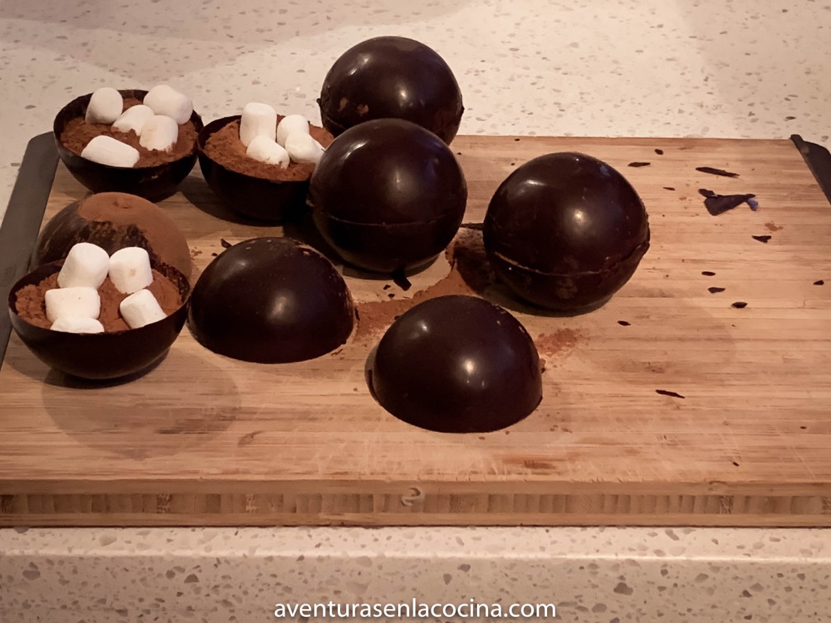 Esferas de chocolate y&nbsp;malvavisco
